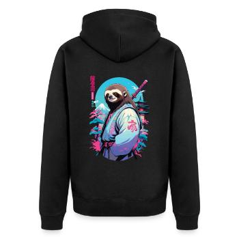 Samouraï paresseux esthétique style Vaporwave - Veste à capuche bio Premium Unisexe - noir - Dos - Nico (187cm)