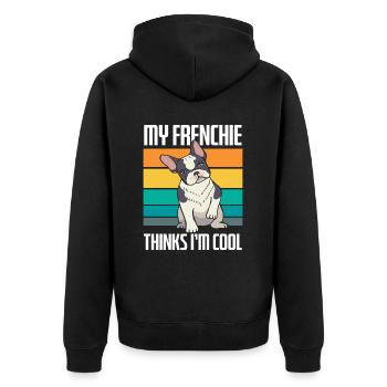 Bouledogue français Chiens rétro - Veste à capuche bio Premium Unisexe - noir - Dos - Nico (187cm)