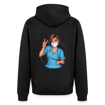 Lustige Krankenschwester mit Humor - Unisex Premium Bio Zip Hoodie - Schwarz - Hinten - Nico (187cm)