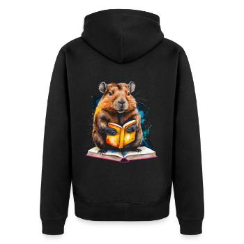Capybara livre de lecture Capy coloré Animal Design Print - Veste à capuche bio Premium Unisexe - noir - Dos - Nico (187cm)