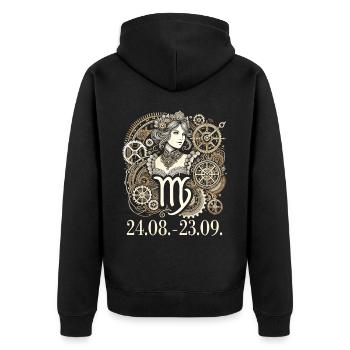 Zodiac Virgo Steampunk Style - Unisex Premium Organic Zip Hoodie - black - Back - Nico (187cm)