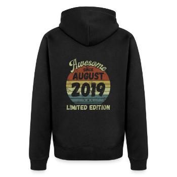 Awesome since August 2019 - Geburtstag - Unisex Premium Bio Zip Hoodie - Schwarz - Hinten - Nico (187cm)