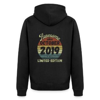 Awesome since October 2019 - Geburtstag - Unisex Premium Bio Zip Hoodie - Schwarz - Hinten - Nico (187cm)