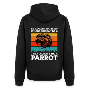 Papageie Spruch - Unisex Premium Bio Zip Hoodie - Schwarz - Hinten - Nico (187cm)
