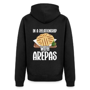 Arepa Kolumbianisches Essen - Unisex Premium Bio Zip Hoodie - Schwarz - Hinten - Nico (187cm)