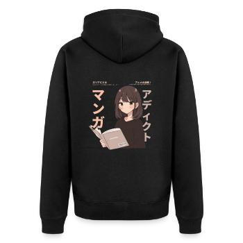 Manga Addicted - Kawaii Anime Girl Fashion Punk - Unisex Premium Bio Zip Hoodie - Schwarz - Hinten - Nico (187cm)