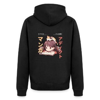 Manga Addicted - Kawaii Anime Girl Fashion Punk - Unisex Premium Bio Zip Hoodie - Schwarz - Hinten - Nico (187cm)