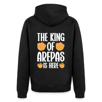 Arepa Kolumbianisches Essen - Unisex Premium Bio Zip Hoodie - Schwarz - Hinten - Nico (187cm)