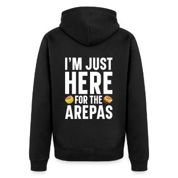 Arepa Kolumbianisches Essen - Unisex Premium Bio Zip Hoodie - Schwarz - Hinten - Nico (187cm)