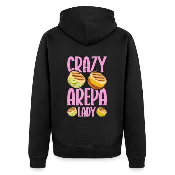 Arepa Kolumbianisches Essen - Unisex Premium Bio Zip Hoodie - Schwarz - Hinten - Nico (187cm)