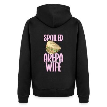 Arepa Kolumbianisches Essen - Unisex Premium Bio Zip Hoodie - Schwarz - Hinten - Nico (187cm)