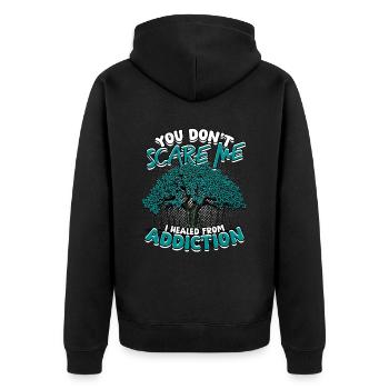 Entgiftung Entzug I Healed From Addiction - Unisex Premium Bio Zip Hoodie - Schwarz - Hinten - Nico (187cm)