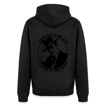 Don’t Worry Funny Every Day est un pas de plus vers - Veste à capuche bio Premium Unisexe - noir - Dos - Nico (187cm)