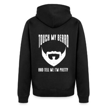 Citation de barbe, Touche ma barbe et dis-moi que je suis jolie - Veste à capuche bio Premium Unisexe - noir - Dos - Nico (187cm)