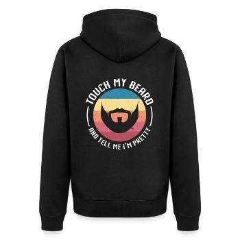 Citation de barbe, Touche ma barbe et dis-moi que je suis jolie - Veste à capuche bio Premium Unisexe - noir - Dos - Nico (187cm)
