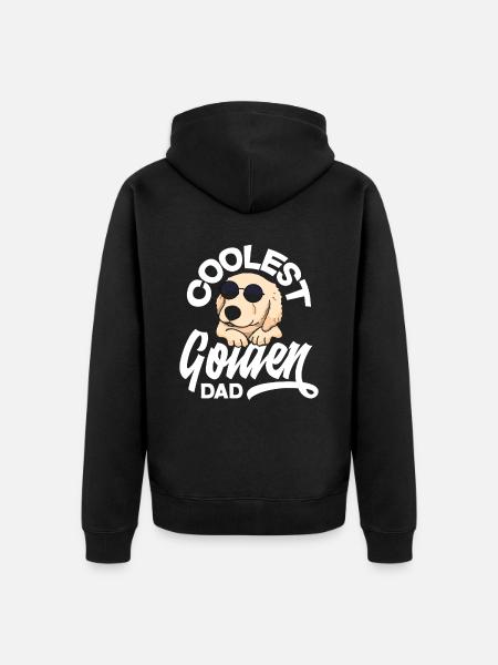 Cool Golden Retriever Dad - Unisex Premium Organic Zip Hoodie - black