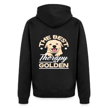 Best Therapy Golden Retriever - Unisex Premium Organic Zip Hoodie - black - Back - Nico (187cm)