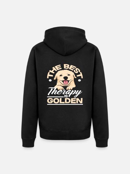 Best Therapy Golden Retriever - Unisex Premium Organic Zip Hoodie - black