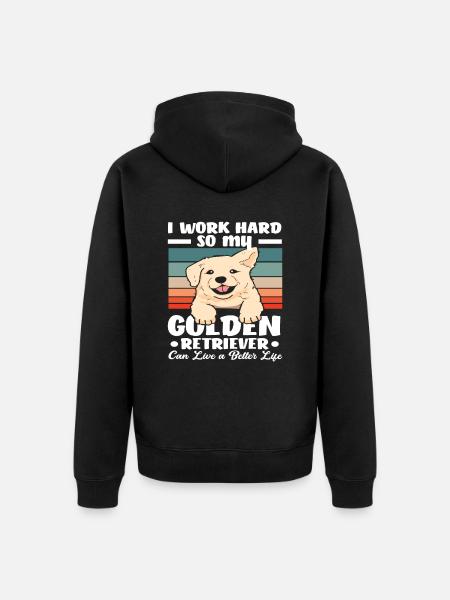Golden Retriever Dog Love Gift - Unisex Premium Organic Zip Hoodie - black