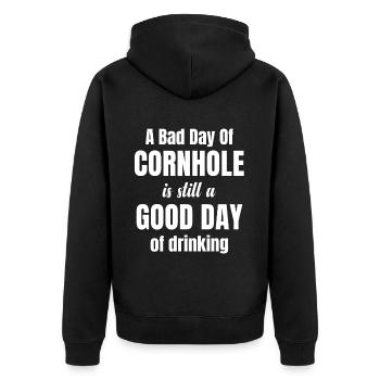 Ich Schiebe Es Direkt In Dein Loch. Lustiges - Unisex Premium Bio Zip Hoodie - Schwarz - Hinten - Nico (187cm)