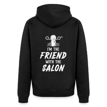 Je suis l’amie de The Salon Funny Barber - Veste à capuche bio Premium Unisexe - noir - Dos - Nico (187cm)