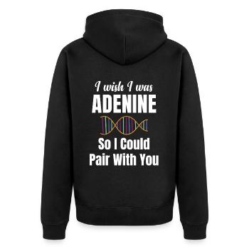 Ich Wünschte, Ich Wäre Adenine, Damit Ich Mit Dir - Unisex Premium Bio Zip Hoodie - Schwarz - Hinten - Nico (187cm)