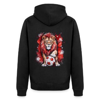 Lion Football Coloré Pologne Animal Design Print - Veste à capuche bio Premium Unisexe - noir - Dos - Nico (187cm)