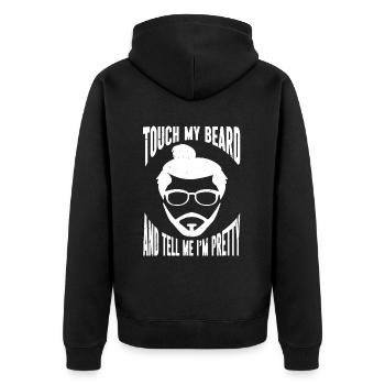Citation de barbe, Touche ma barbe et dis-moi que je suis jolie - Veste à capuche bio Premium Unisexe - noir - Dos - Nico (187cm)