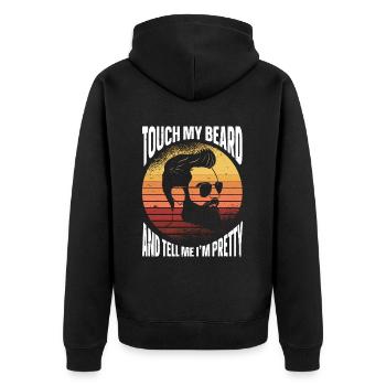 Citation de barbe, Touche ma barbe et dis-moi que je suis jolie - Veste à capuche bio Premium Unisexe - noir - Dos - Nico (187cm)