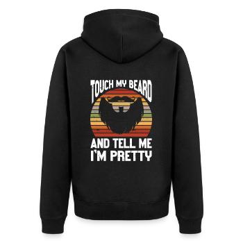 Citation de barbe, Touche ma barbe et dis-moi que je suis jolie - Veste à capuche bio Premium Unisexe - noir - Dos - Nico (187cm)