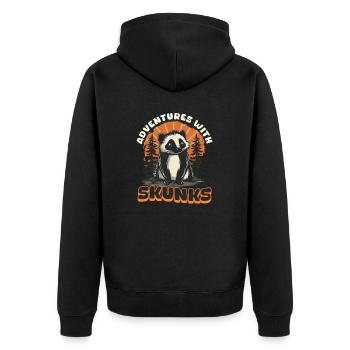 Skunk-Abenteuer mit Skunks - Unisex Premium Bio Zip Hoodie - Schwarz - Hinten - Nico (187cm)