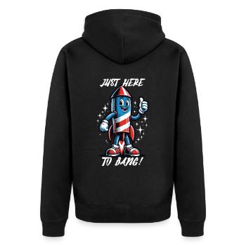 Hier Zu Knallen Amerikanische Flagge - Unisex Premium Bio Zip Hoodie - Schwarz - Hinten - Nico (187cm)