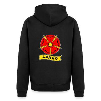 Lipperland, East Westphalia, Lippe Rose, Lippe, Lemgo - Unisex Premium Organic Zip Hoodie - black - Back - Nico (187cm)