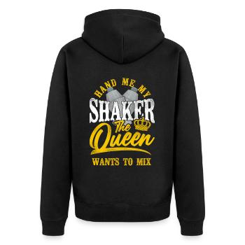 Bartender Mixologist Queen Hand Me - Unisex Premium Bio Zip Hoodie - Schwarz - Hinten - Nico (187cm)