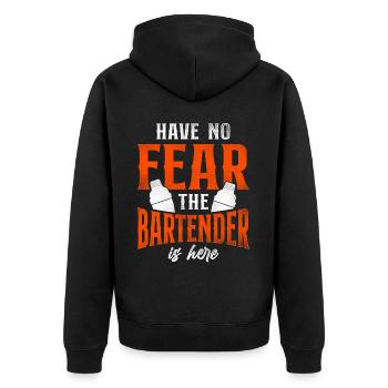 Bartender Mixologist Have No Fear - Unisex Premium Bio Zip Hoodie - Schwarz - Hinten - Nico (187cm)