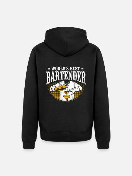 Bartender Mixologist World's Best - Unisex Premium Organic Zip Hoodie - black