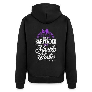 Bartender Mixologist Bartender - Unisex Premium Bio Zip Hoodie - Schwarz - Hinten - Nico (187cm)