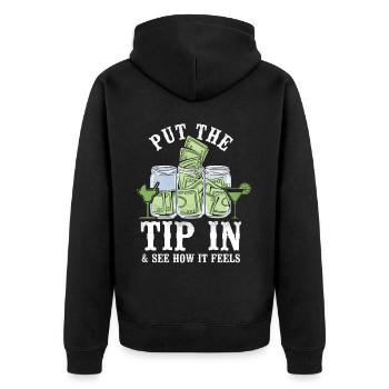 Bartender Mixologist Put The Tip - Unisex Premium Organic Zip Hoodie - black - Back - Nico (187cm)