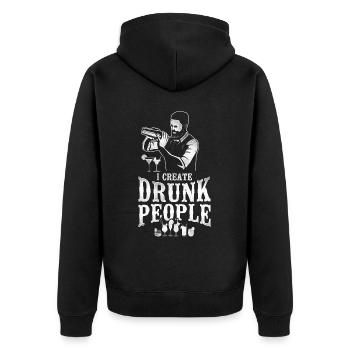 Bartender Mixologist I Create - Unisex Premium Bio Zip Hoodie - Schwarz - Hinten - Nico (187cm)