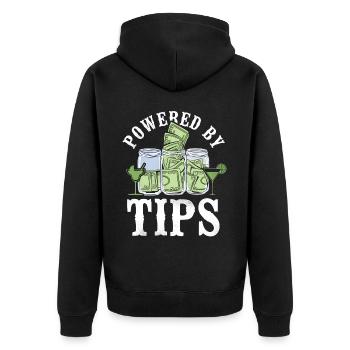 Bartender Mixologist Powered By - Unisex Premium Organic Zip Hoodie - black - Back - Nico (187cm)