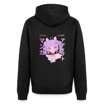 Manga Addicted - Kawaii Anime Girl Fashion Punk - Unisex Premium Bio Zip Hoodie - Schwarz - Hinten - Nico (187cm)