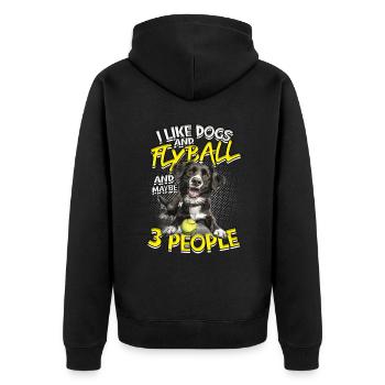 Flyball Border Collie Hund I Like Dogs And Flyball - Unisex Premium Bio Zip Hoodie - Schwarz - Hinten - Nico (187cm)