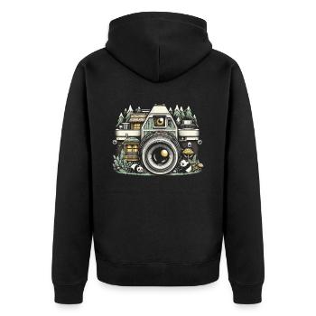 Photographer Photography Photographer Panda - Unisex Premium Organic Zip Hoodie - black - Back - Nico (187cm)