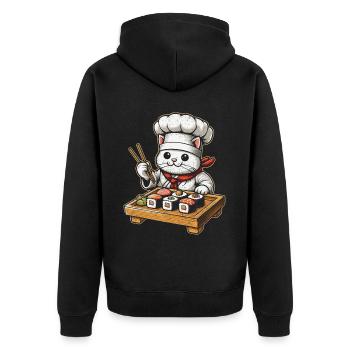 Sushi - Unisex Premium Bio Zip Hoodie - Schwarz - Hinten - Nico (187cm)
