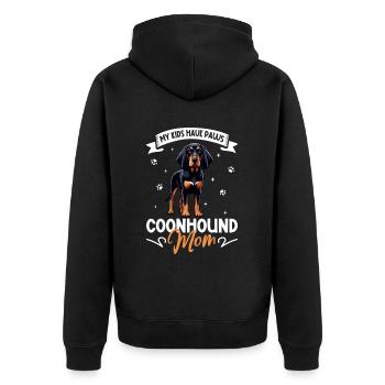 Black and Tan Coonhound Mama - Unisex Premium Bio Zip Hoodie - Schwarz - Hinten - Nico (187cm)