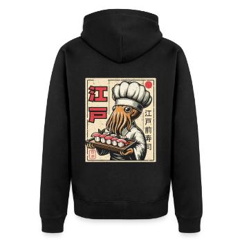 Sushi - Unisex Premium Bio Zip Hoodie - Schwarz - Hinten - Nico (187cm)
