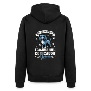 Epagneul Bleu de Picardie Mama - Unisex Premium Bio Zip Hoodie - Schwarz - Hinten - Nico (187cm)