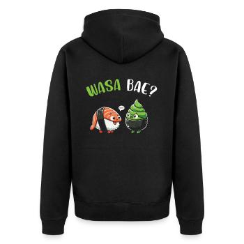 Sushi Essen Japan Nigiri Geschenk - Unisex Premium Bio Zip Hoodie - Schwarz - Hinten - Nico (187cm)