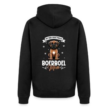 Boerboel Mama - Unisex Premium Bio Zip Hoodie - Schwarz - Hinten - Nico (187cm)