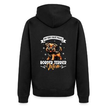 Border Terrier Mom - Unisex Premium Organic Zip Hoodie - black - Back - Nico (187cm)